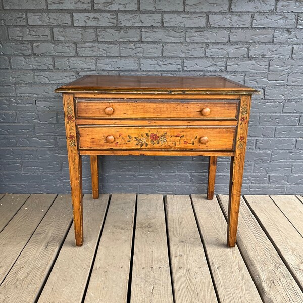 Vintage Antique Pennsylvania House One Drawer Wood Stand Side Table Hand Painted