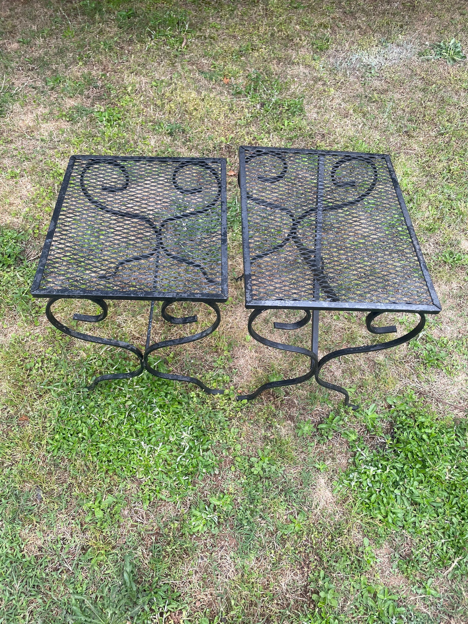 Vintage Set of 2 Salterini Wrought Iron Patio Side Tables Mid Etsy