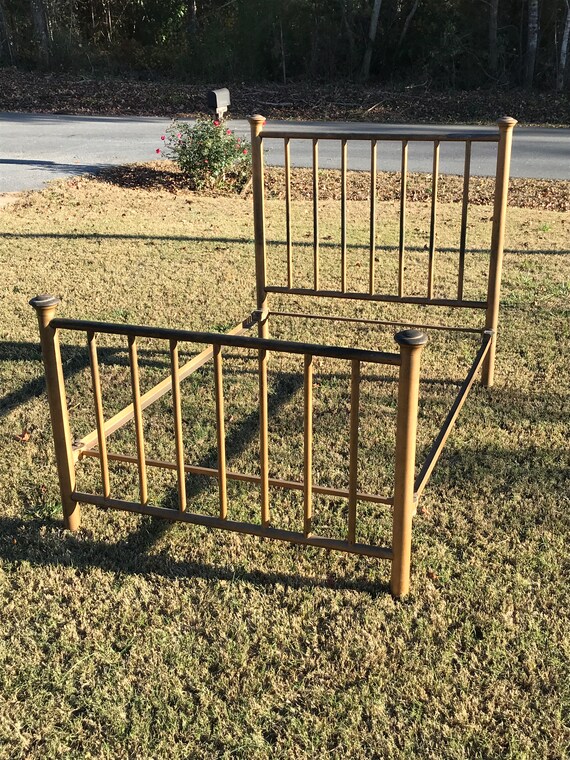 Vintage Brass Bed on Casters Antique Headboard Footboard and Etsy