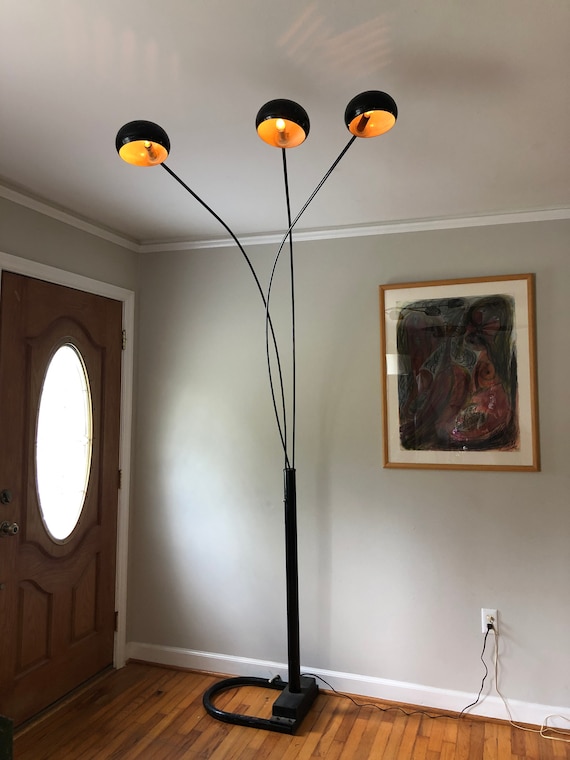 Vintage Three Arch Metal Floor Lamp Mid, 7 Foot Tall Floor Lamp