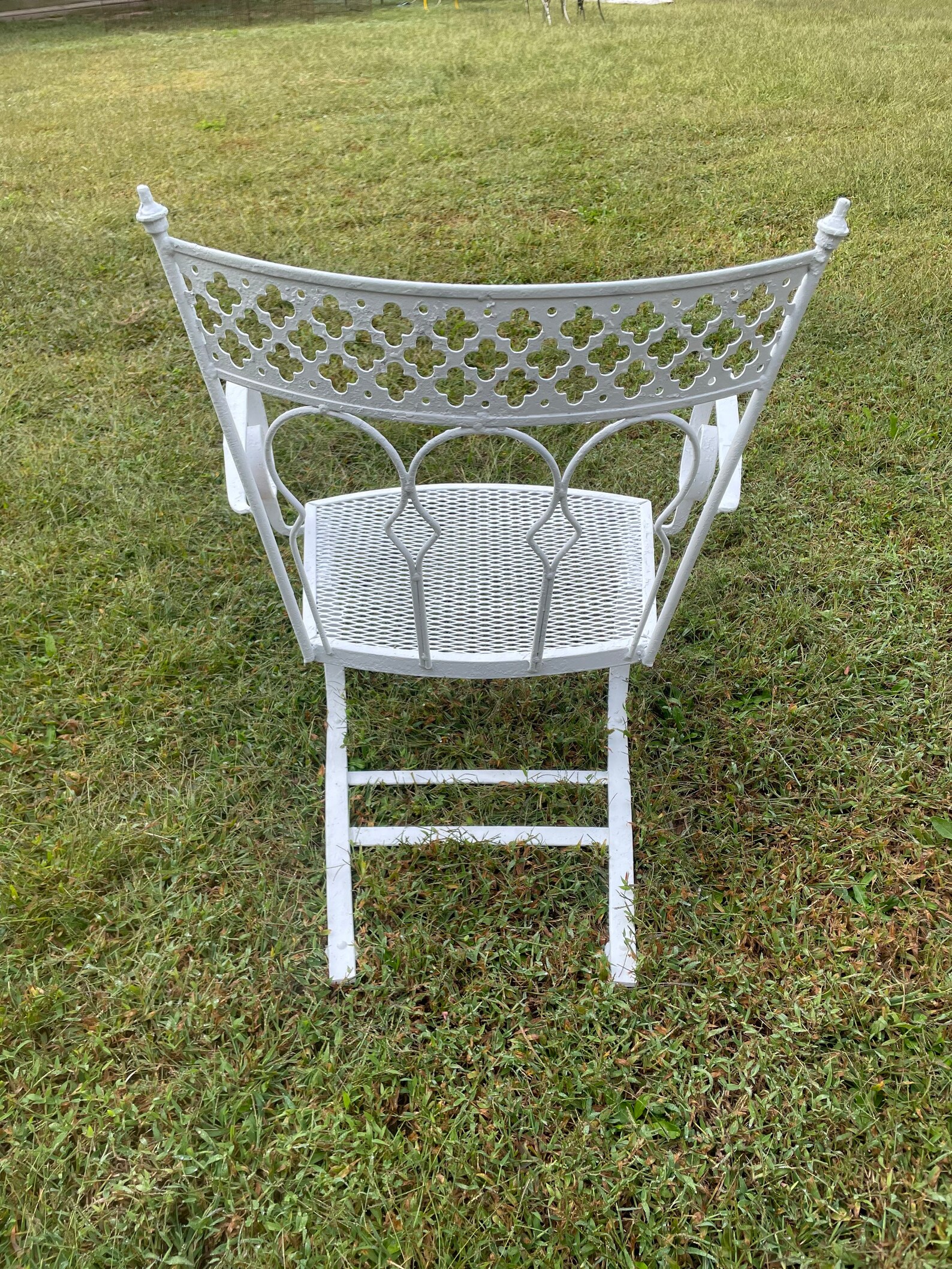 Vintage Patio Wrought Iron Bouncer Chair Cantilevered White Etsy