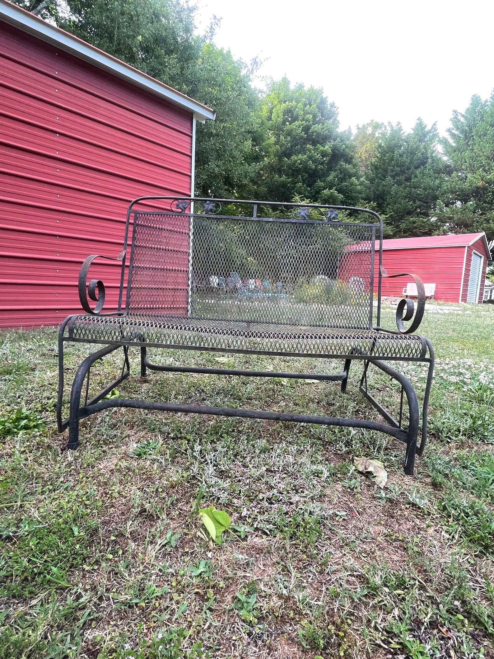 Vintage Salterini Wrought Iron Glider Maple Leaf Pattern Etsy