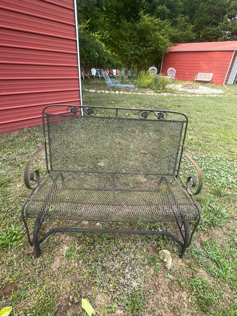 Vintage Salterini Wrought Iron Glider Maple Leaf Pattern Etsy