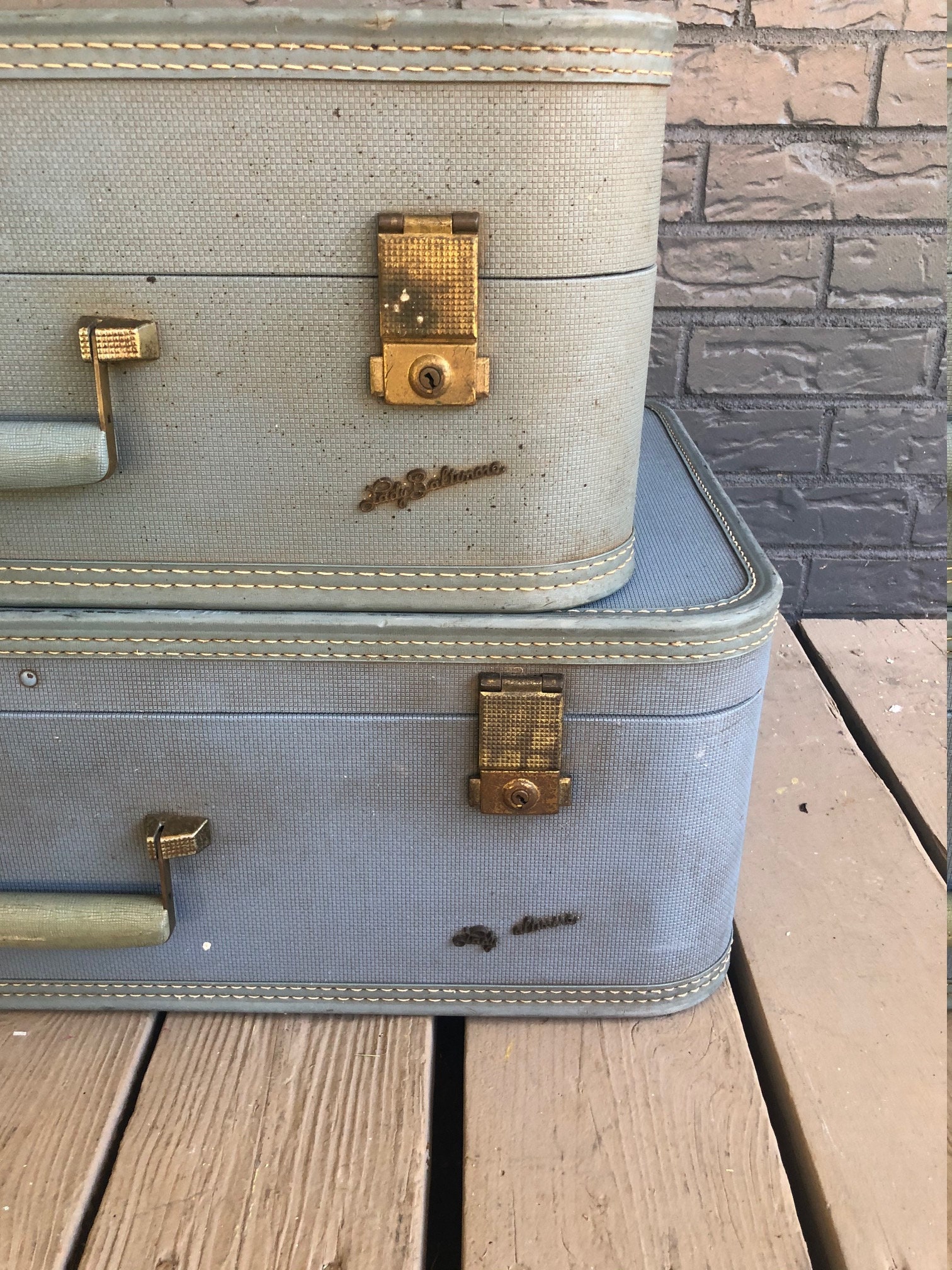 Grey Vintage Suitcase – Lady Baltimore – It's Bazaar on 21st Street