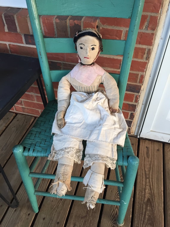 19th C. Early Antique Rag Cloth Doll 28 Etsy