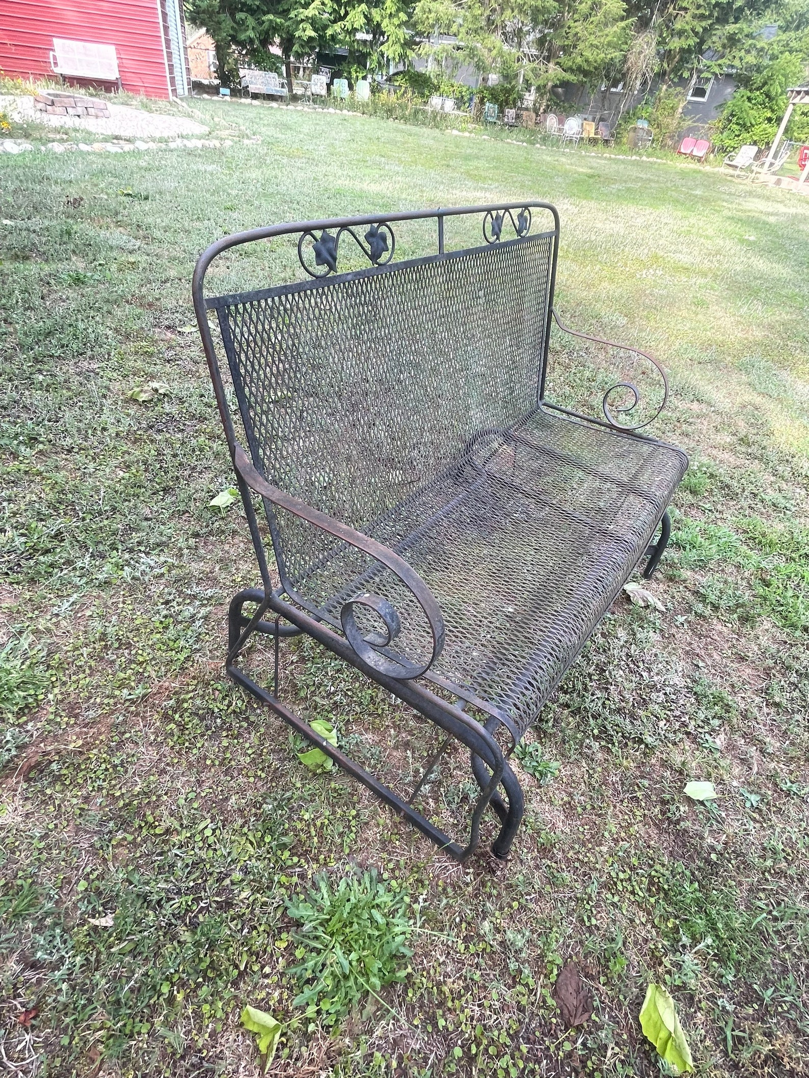 Vintage Salterini Wrought Iron Glider Maple Leaf Pattern Etsy