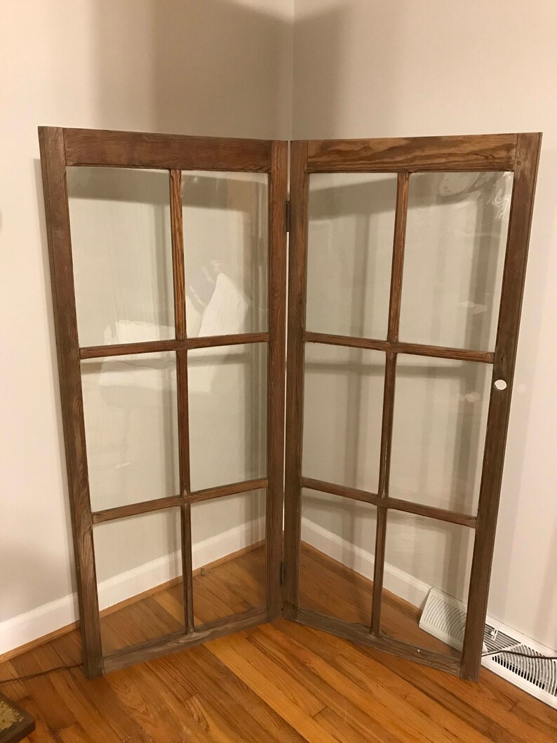 Vintage Folding Cabinet Doors Two Panel Wood Screen Room Etsy