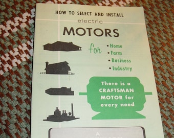 1970 Handbook - Sears Craftsman How to Select & Install Electric Motors (near Mint)