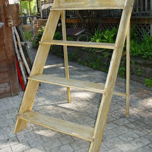 LOCAL PICKUP ONLY - 19th c. Scandinavian grained pine folding shelf baker's rack, shelving
