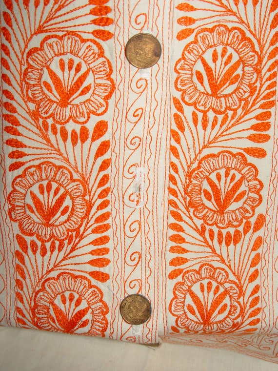 1950s Mexican Embroidered Folk Art Linen Blouse 5… - image 3