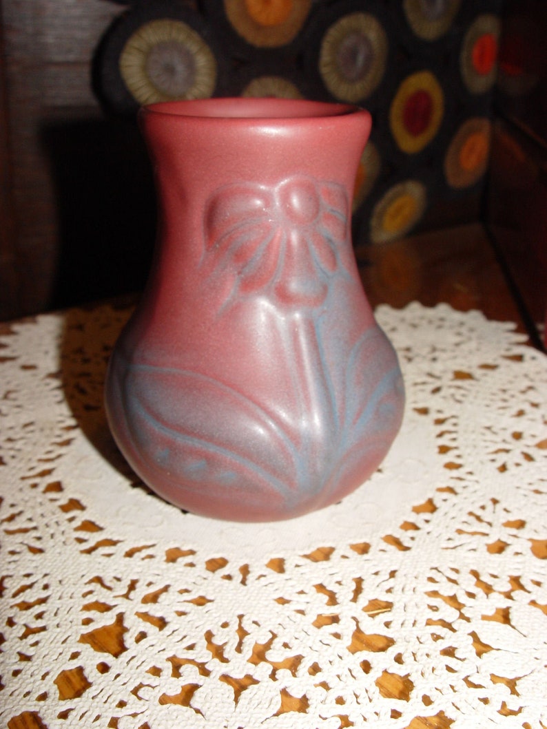Van Briggle Pottery Mulberry Coneflower Cabinet Bud Vase
