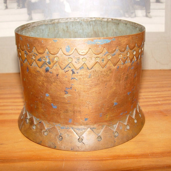 Arts and Crafts Craftsman Hammered Copper Gothic Desk bowl Early School project ?