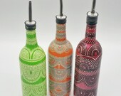 Soap Olive Oil Bottle Hand Painted with a Boho Bohemian Theme in Various Color Choices