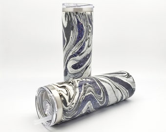 Black Diamond Geode Agate Inspired Stainless Steel Tumbler with Lid and Straw