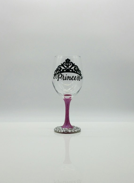 Princess Wine Glass Hand Painted With Diamond Rhinestones And Etsy