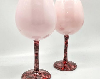 Pink Gemstone Stemmed Wine Glass with Polymer Clay