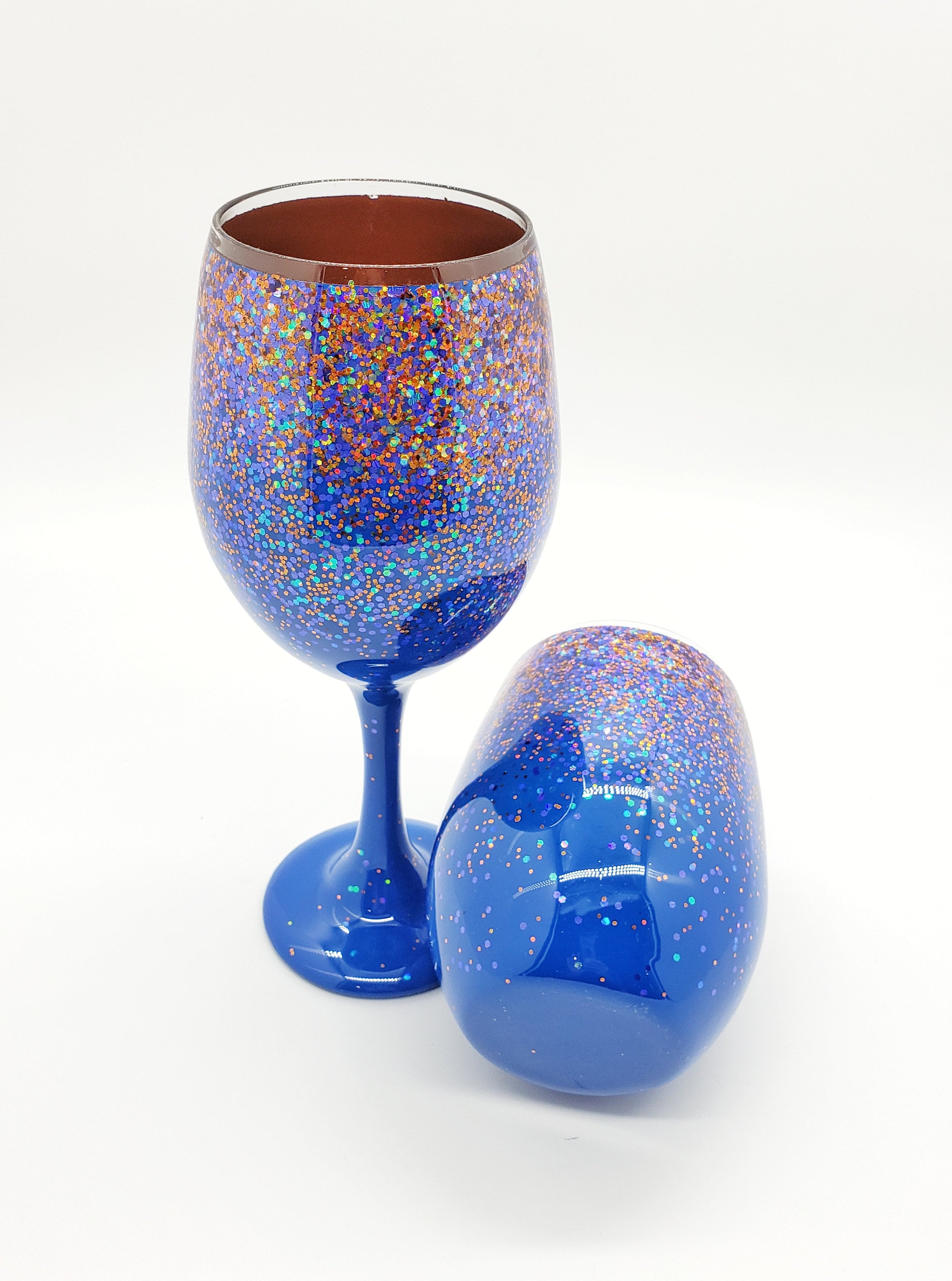 Copper Blue Stemless Wine Glass