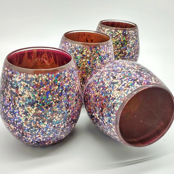 Glitter Wine Glass Etsy