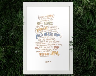 Psalm 34 Wall Art Digital Download