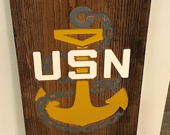 United States Navy Wooden Sign