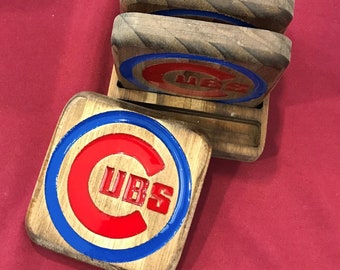 Chicago Cubs Coasters Epoxy Resin 4x4