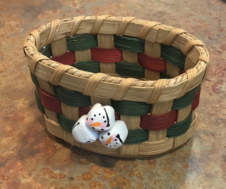 Snowman Bells Small Storage Basket image 1