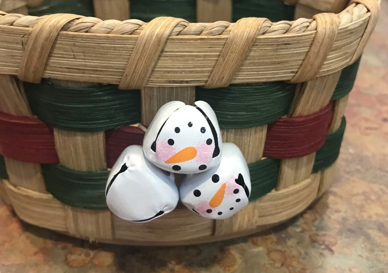 Snowman Bells Small Storage Basket image 2