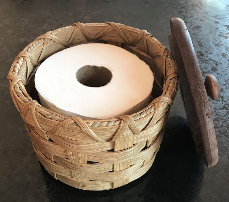Storage / one roll toilet paper Basket with lid Etsy