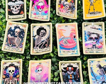4 Pack -  Large 911 Emergency  Tarot Card Stickers - Funny, Hilarious, Makes great gifts!