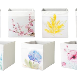 Custom Ikea Drona Storage Box Expedit/Kallax Insert - Aquarelle Pastel Flowers