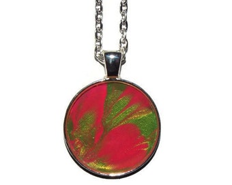 Green and pink jewelry, Abstract pendant, One of a kind gift, Original necklace, Holiday gift jewelry, Art necklace, Original art necklace