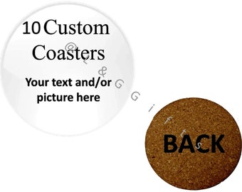 Personalized coasters set of 10, Round coasters set, Coaster wedding favor, Home gifts coasters, Custom coasters picture, Decorative coaster