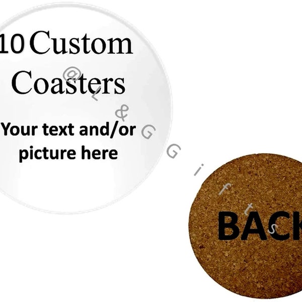 Personalized coasters set of 10, Round coasters set, Coaster wedding favor, Home gifts coasters, Custom coasters picture, Decorative coaster