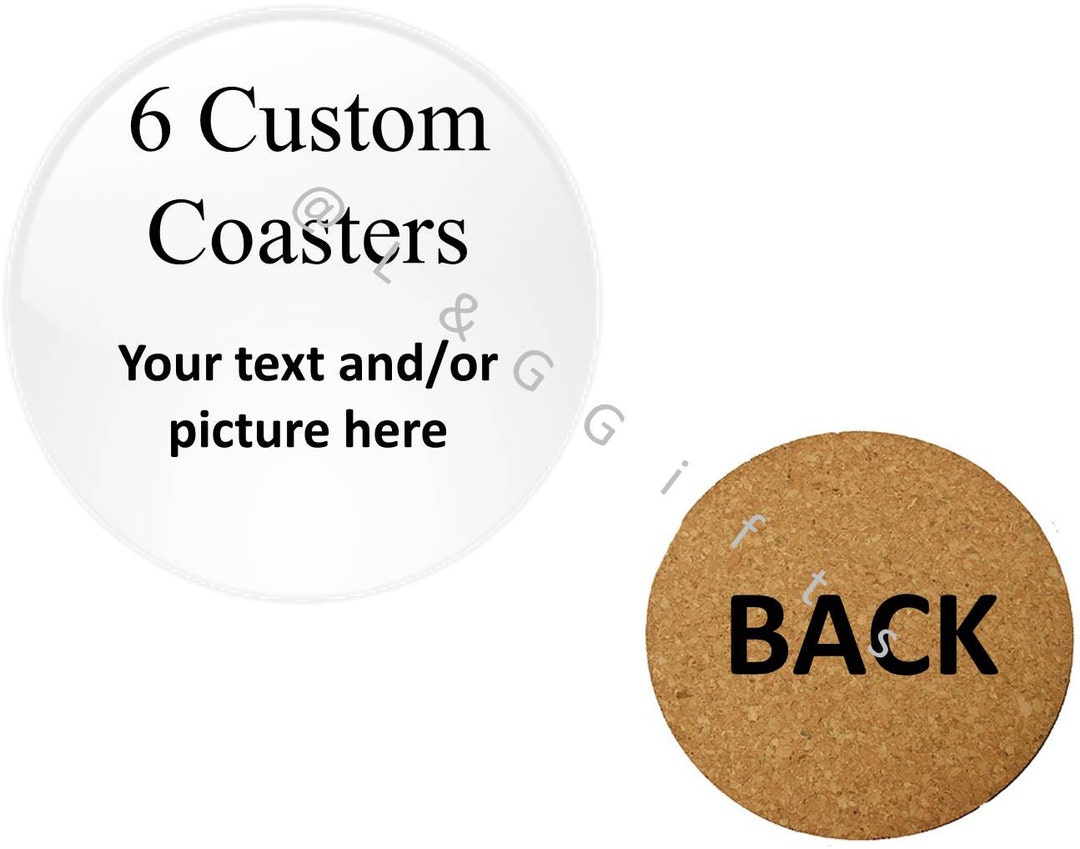 Personalized Coasters Set of 6, Round Coasters Set, Coaster Wedding