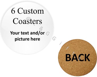 Personalized coasters set of 6, Round coasters set, Coaster wedding favor, Home gifts coasters, Custom coasters picture, Decorative coasters