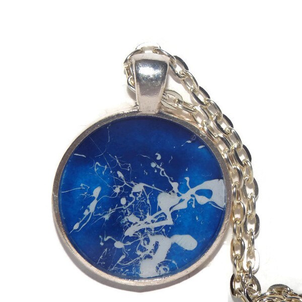 Handmade Necklace, "Music of the Night", One of a Kind, Free shipping, Handpainted necklace, Necklace gift, Jewelry Gift, Silver Jewelry
