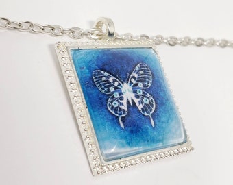 Blue butterfly necklace, Butterfly lover, Butterfly gifts for her, Butterfly gifts, Butterfly jewelry silver, Butterfly birthday gift, Gift