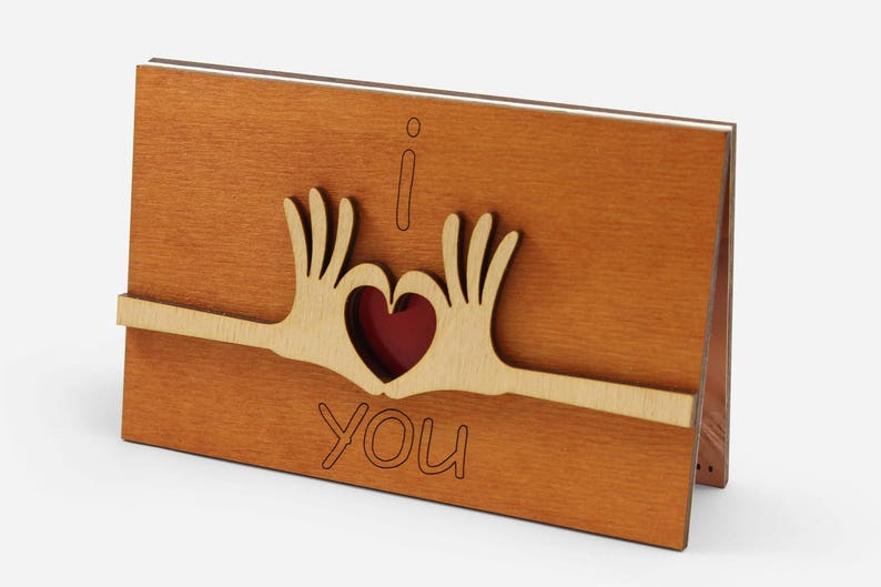I Love You Card Cute Anniversary Wooden Cards Original Wedding Gift For Him Husband Men Or Her Wife Woman Nice Best Wood Gifts