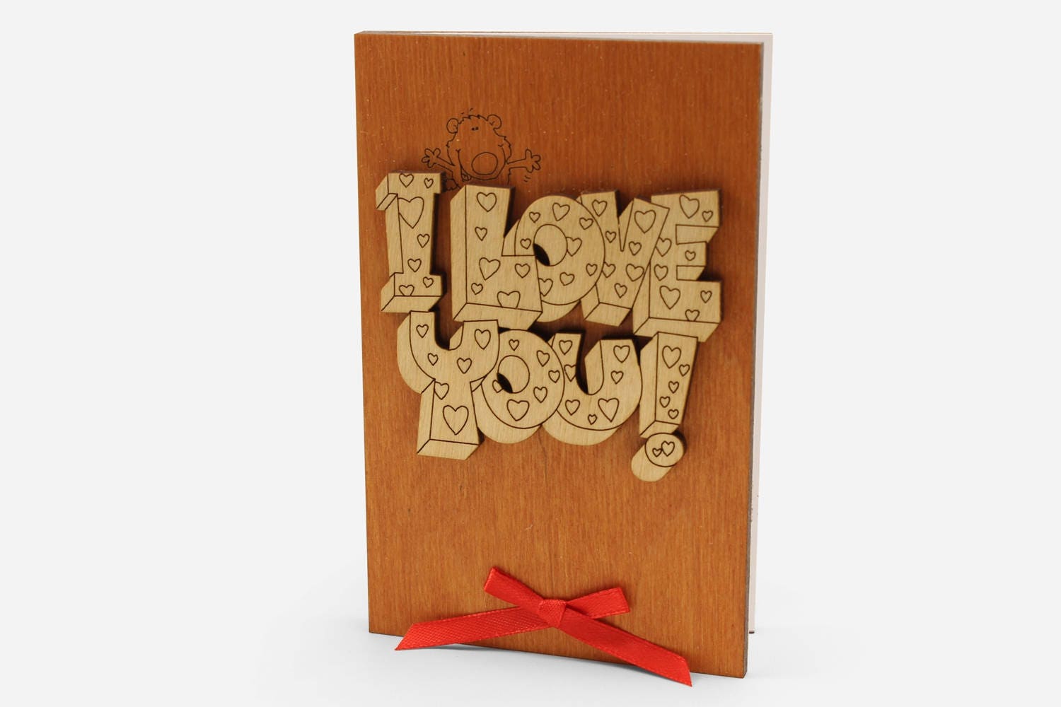 I Love You Card Funny Romantic Wood Gift for Valentine Day 