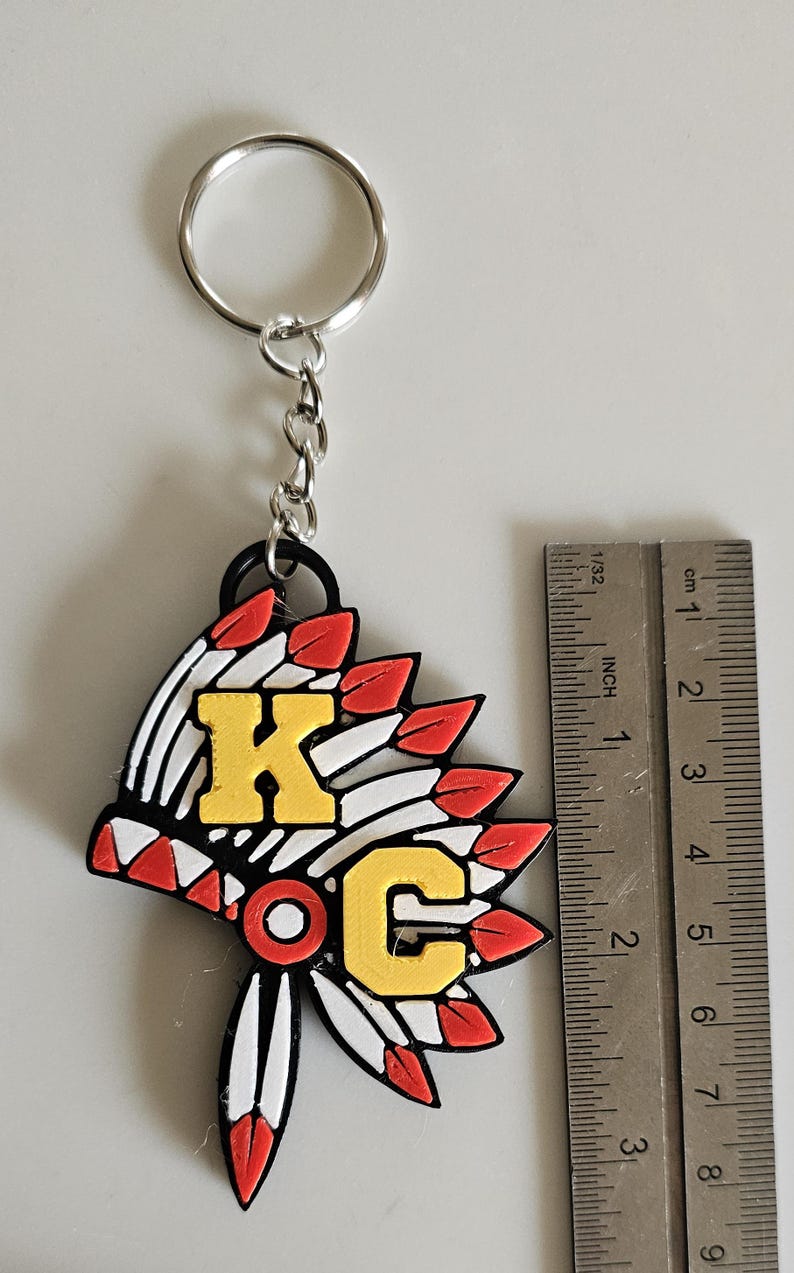 3D Print Chiefs Football KC Indian Headdress Keychain Gift Made in ...