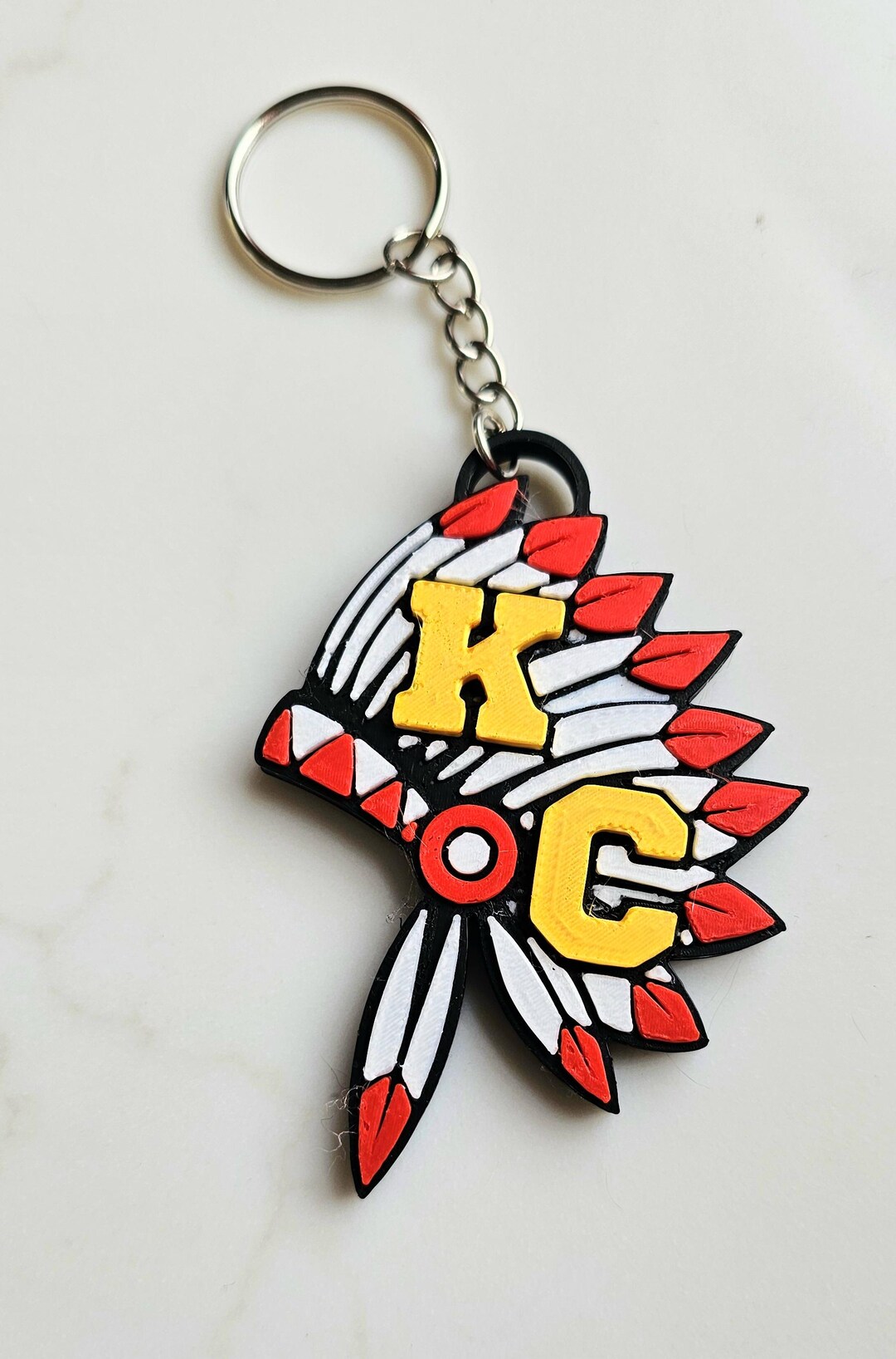 3D Print Chiefs Football KC Indian Headdress Keychain Gift Made in ...