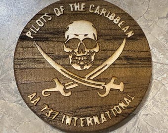 Pilots of the Caribbean AA 737 International 4" wooden coasters
