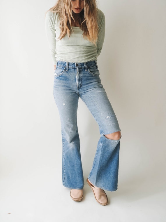 Laylani Distressed Hem Flared Jeans