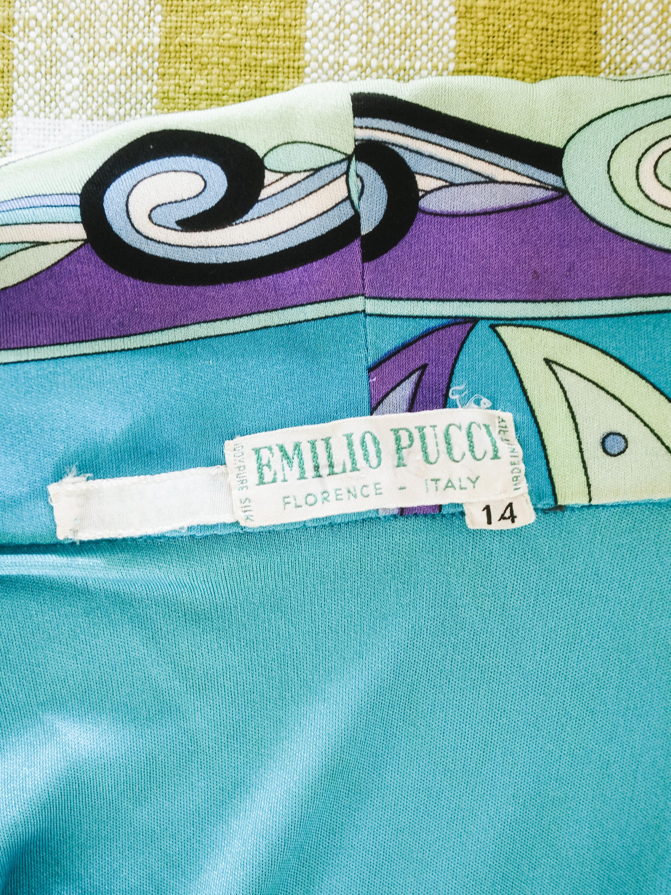 Vintage Emilio Pucci Silk Midi Dress - Turquoise Blue