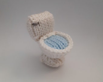 Mini Toilet Knitted Soft Ornament - Unique Ornament - Silly Gift Idea - Furniture Ornament - Desk Decor - Bathroom Ornament - Gag Gift Idea