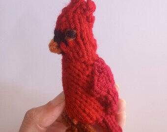 Mini Cardinal Knitted Stuffed Ornament - Bird Ornament