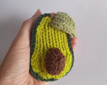 Mini Avocado Knitted Stuffed Ornament - Food Ornament - Stocking Stuffer - Avocado Ornament - Fun Decor - Christmas Ornament