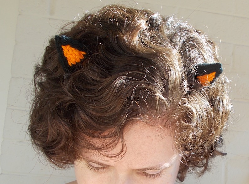 Halloween Accessory Simple Costume Mini Orange and Black Knitted Cat Ears Costume Accessory Costume Prop Halloween Decor