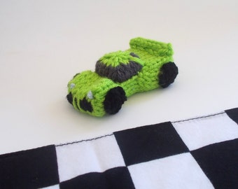 Miniature Sports Car Knitted Soft Toy - Boys Stuffed Toy - Vehicle Toy - Model Vehicle - Miniature Race Car - Car Ornament - Kids Room Decor