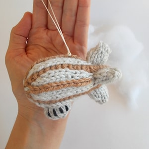 Mini Dirigible Knitted Soft Ornament - Airship Stuffed Toy - Steampunk Decor - Kids Room Decor - Flying Vehicle Toy - Stocking Stuffer
